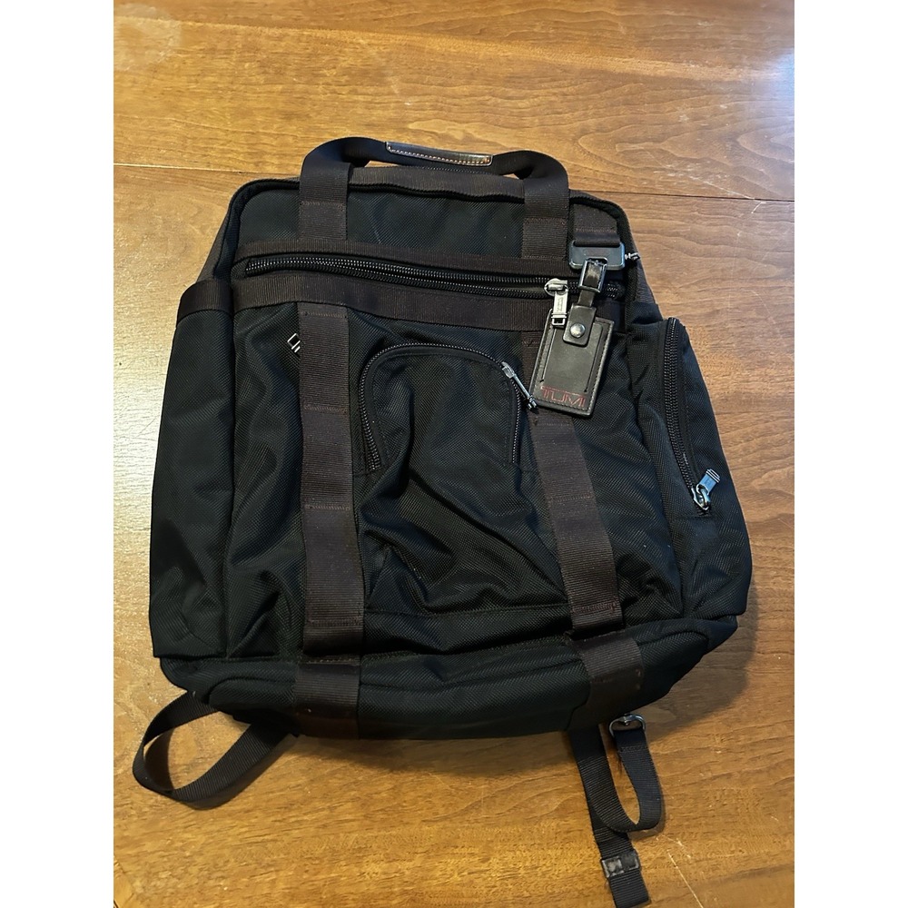 Black Brown Tumi 2 Way Handle Backpack Nylon